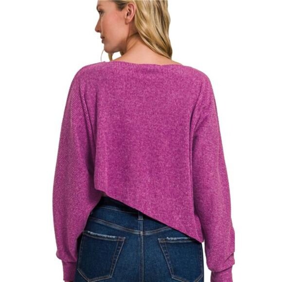 Zenana Ribbed Asymmetric Hem and Sleeve Top & Skirt Set - Picture 6 of 8